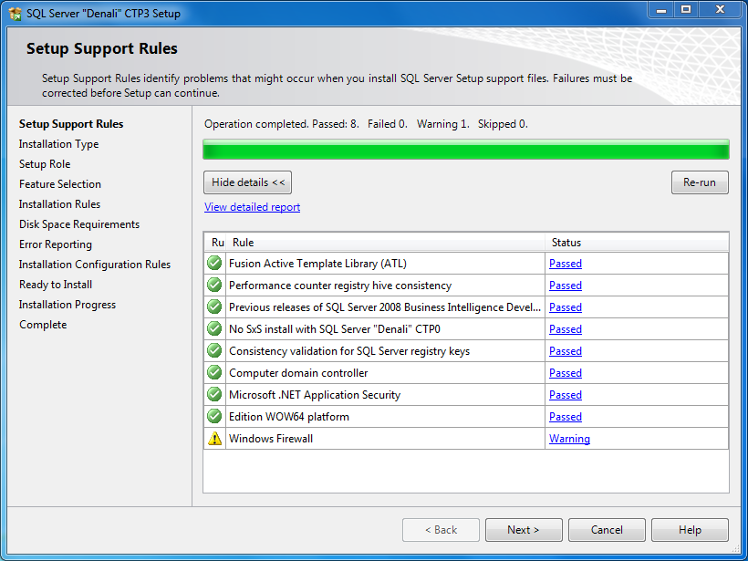 SQL Server Setup Support Rules check