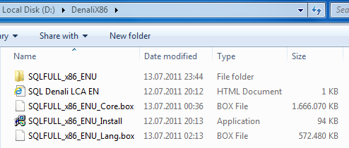 SQL Server 2012 setup files
