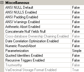 SQL Server 2008 R2 database options