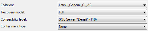 SQL Server 2012 database options