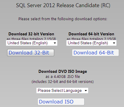 whick sql express 2012 to download