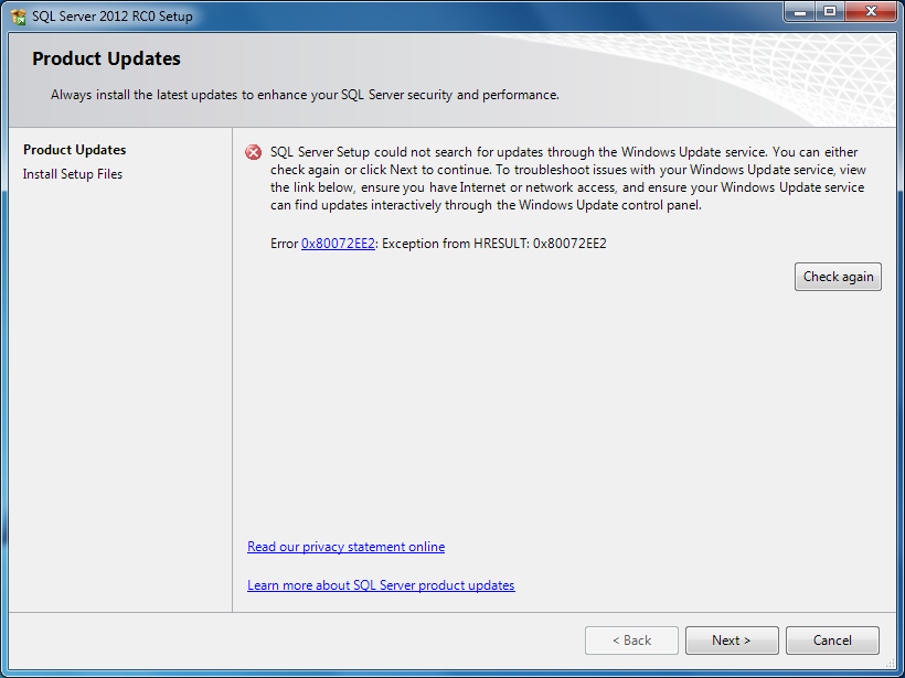 Windowsupdate ee2 Error Code During Sql Server 12 Setup