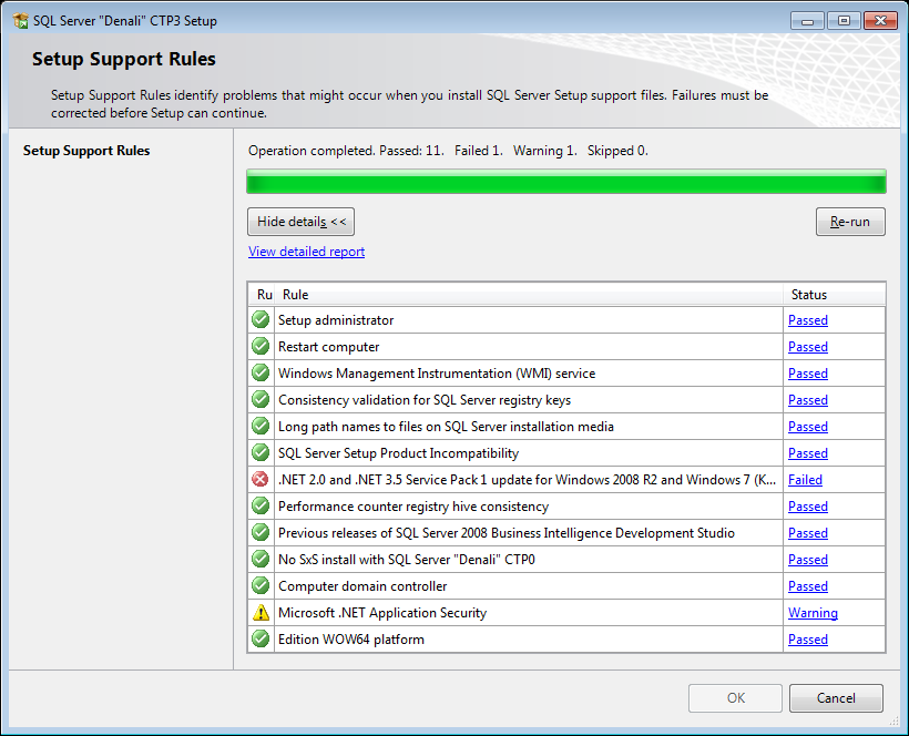 SQL Server 2012 Denali CTP3 Setup Support Rules
