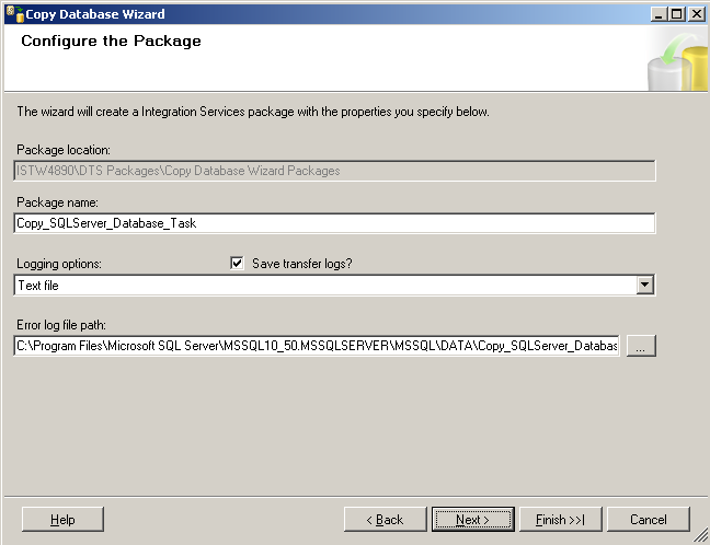 SQL Server Integration Services package properties