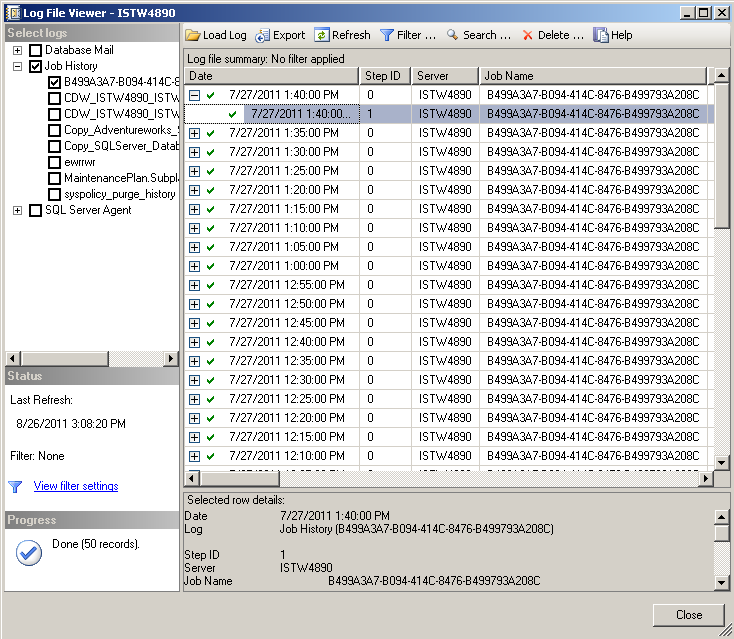 SQL Server Log File Viewer for job history