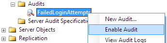 enable SQL Server Audit using SSMS