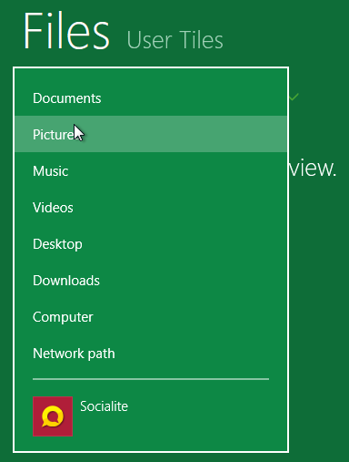 browse for Windows 8 user tile