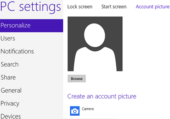 how to change user tile in Windows 8