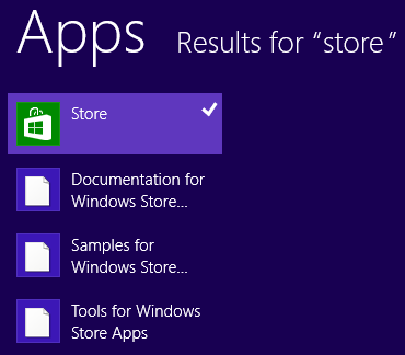 search results for Store app on Windows 8 PC