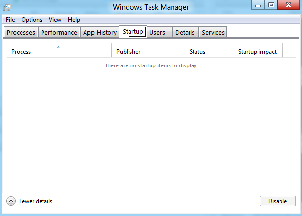Windows Task Manager Startup applications performance impact